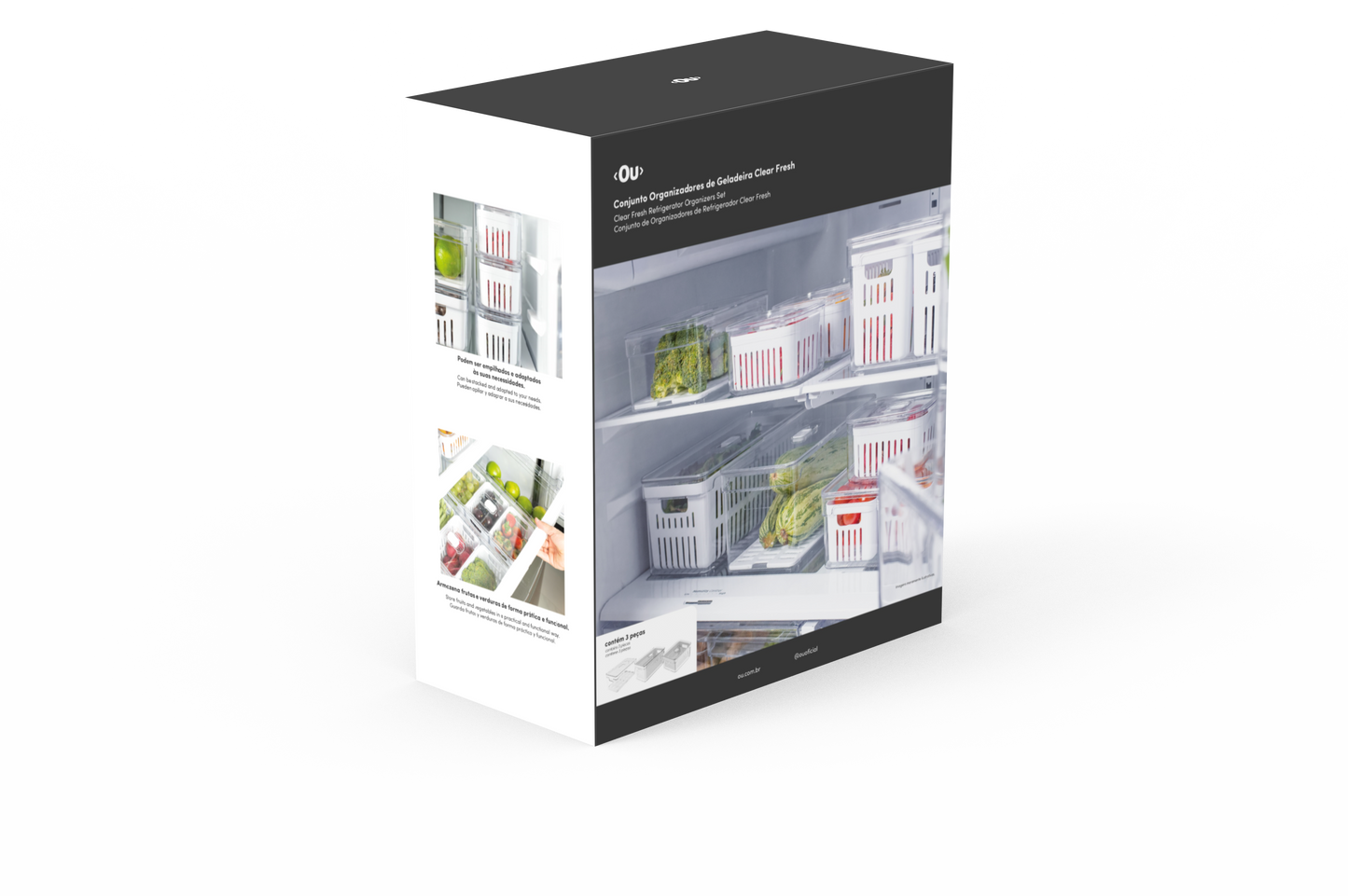 Conjunto Organizadores de Geladeira Clear Fresh