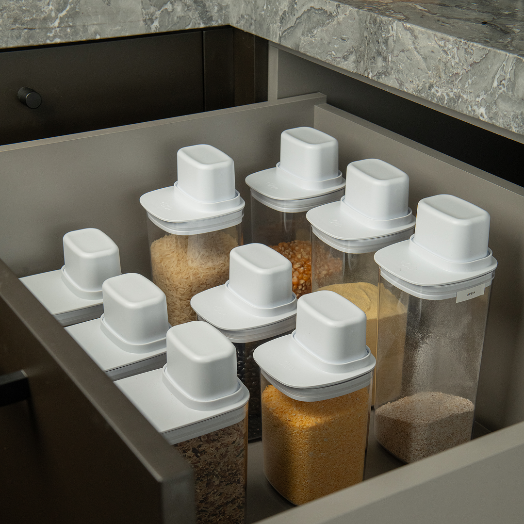 Pote Hermético Para Mantimentos com Medidor Ou Quadrado 1L Linha Drop