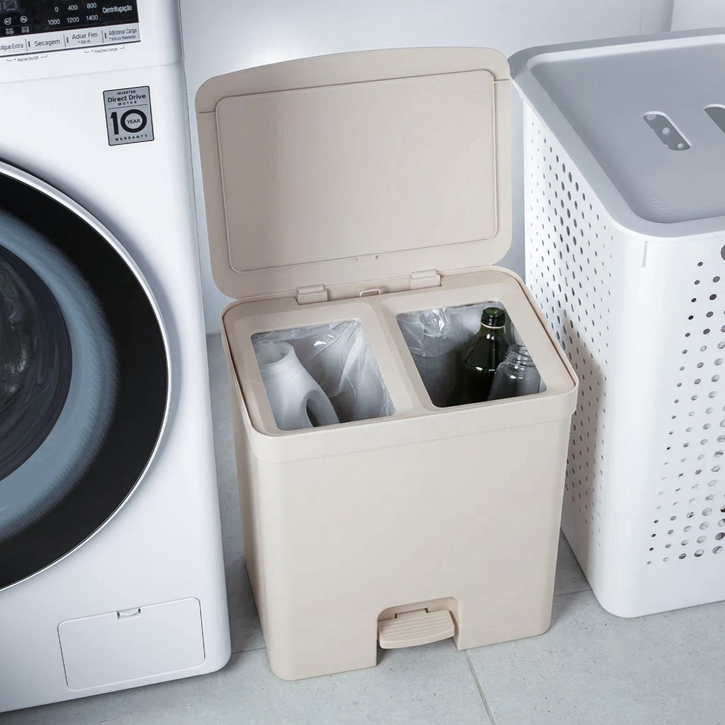 Lixeira de Pedal com Duplo Compartimento Ou 20L Linha Trium