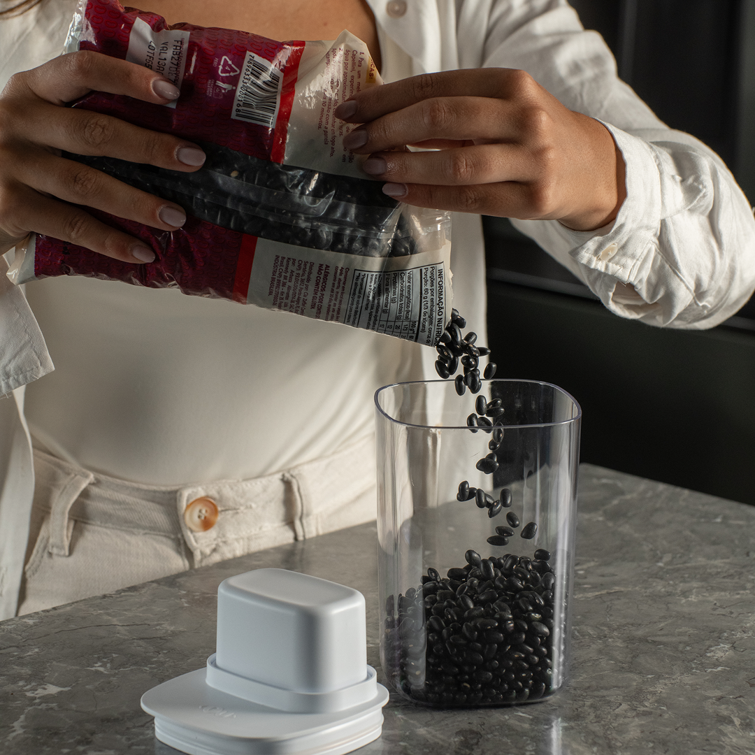 Pote Hermético Para Mantimentos com Medidor Ou Quadrado 1L Linha Drop