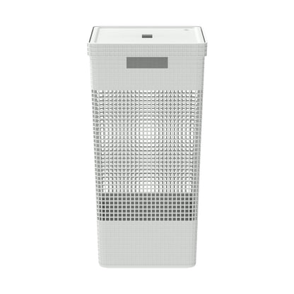 Cesto de roupas branco com tampa Linha Grid da OU 
