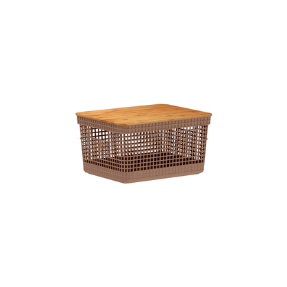 Cesto organizador Ou 8L com tampa de bambu Linha Grid - Ou