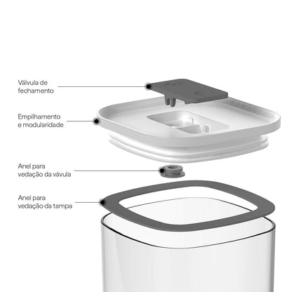 Pote Hermético Ou Quadrado 2L Linha Duo Lock - Ou