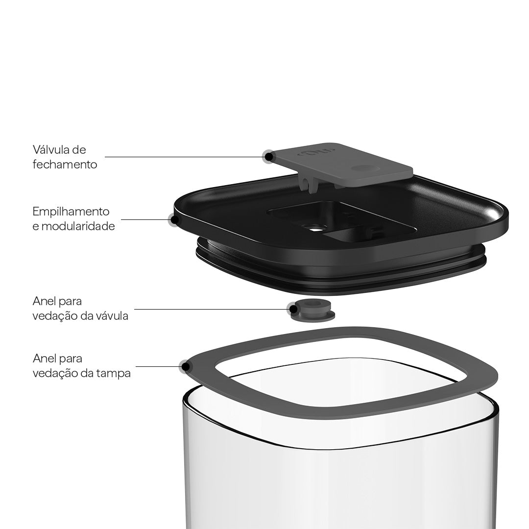 Pote Hermético Ou Quadrado 2L Linha Duo Lock - Ou