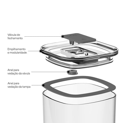 Pote Hermético Ou Quadrado 450ml Linha Duo Lock - Ou
