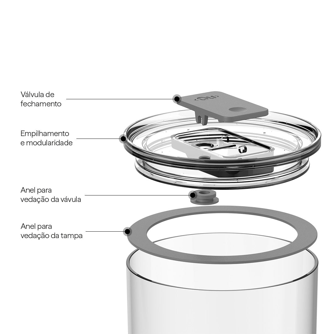 Pote Hermético Ou Redondo 1,5L Linha Duo Lock - Ou