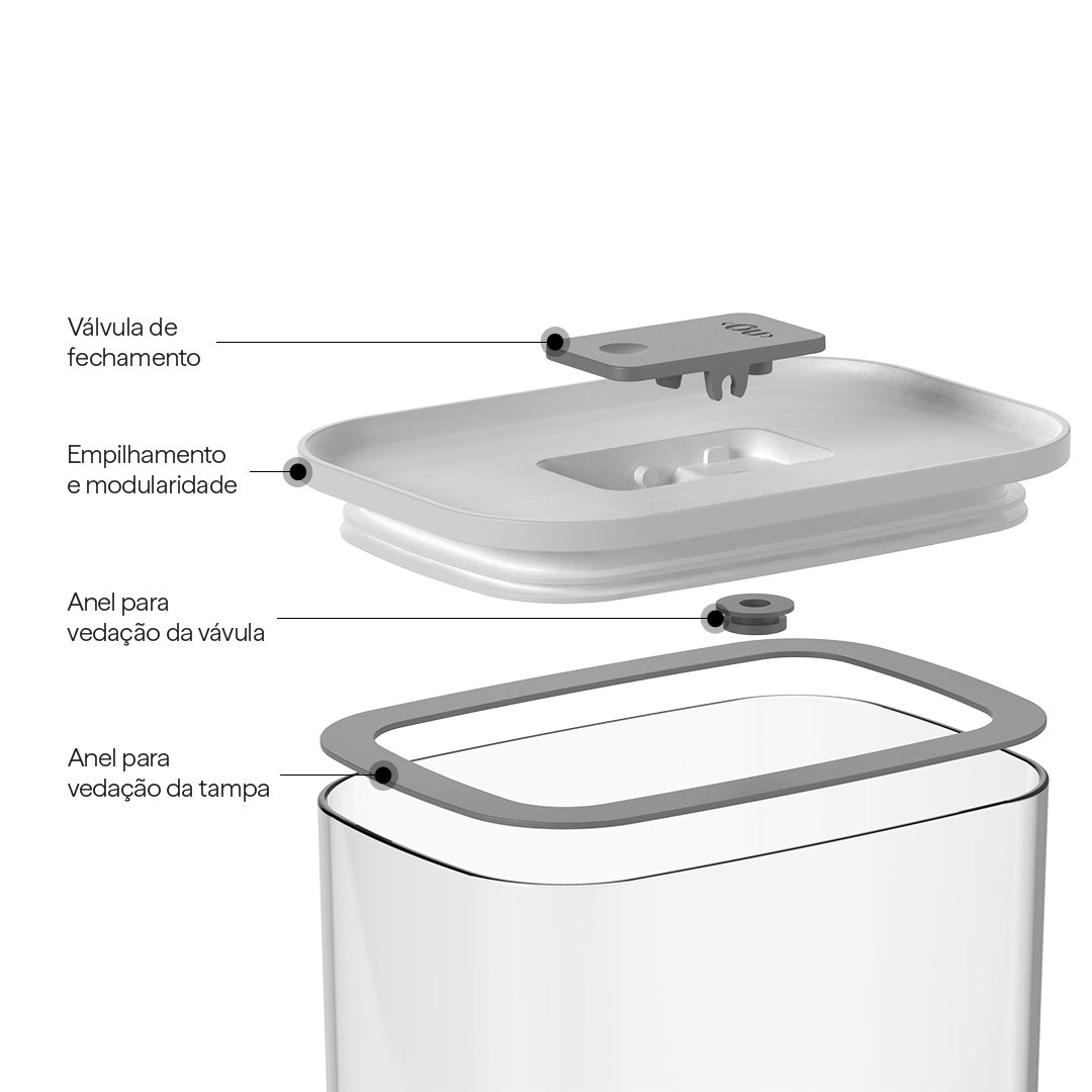 Pote Hermético Ou Retangular 2,3L Linha Duo Lock - Ou