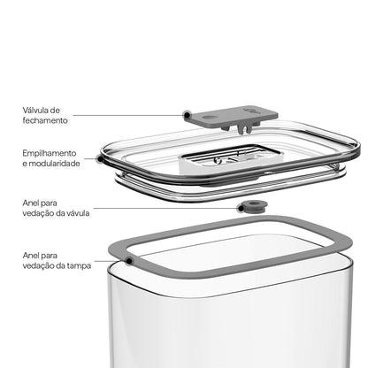 Pote Hermético Ou Retangular 650ml Linha Duo Lock - Ou