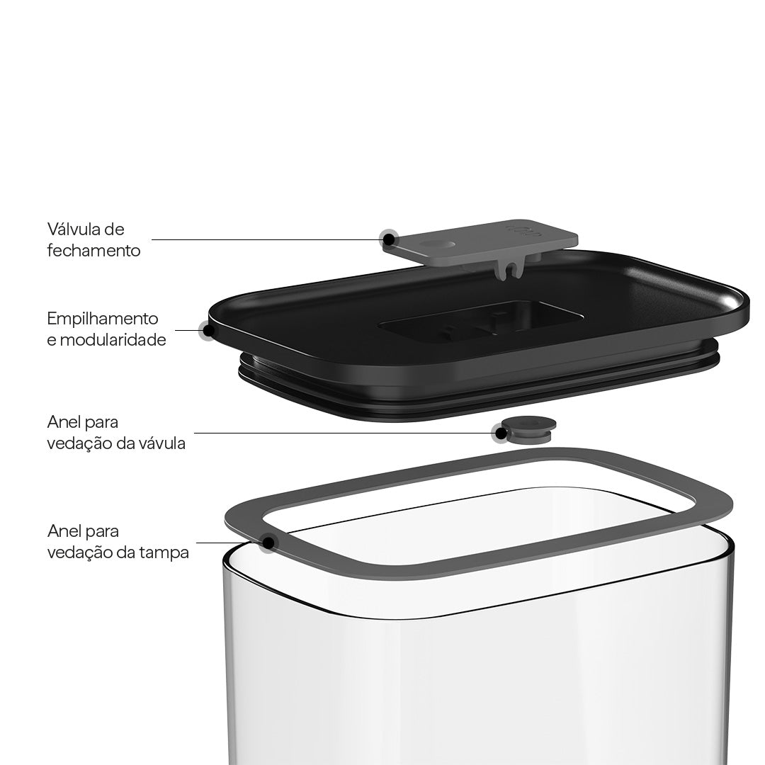 Pote Hermético Ou Retangular 650ml Linha Duo Lock - Ou